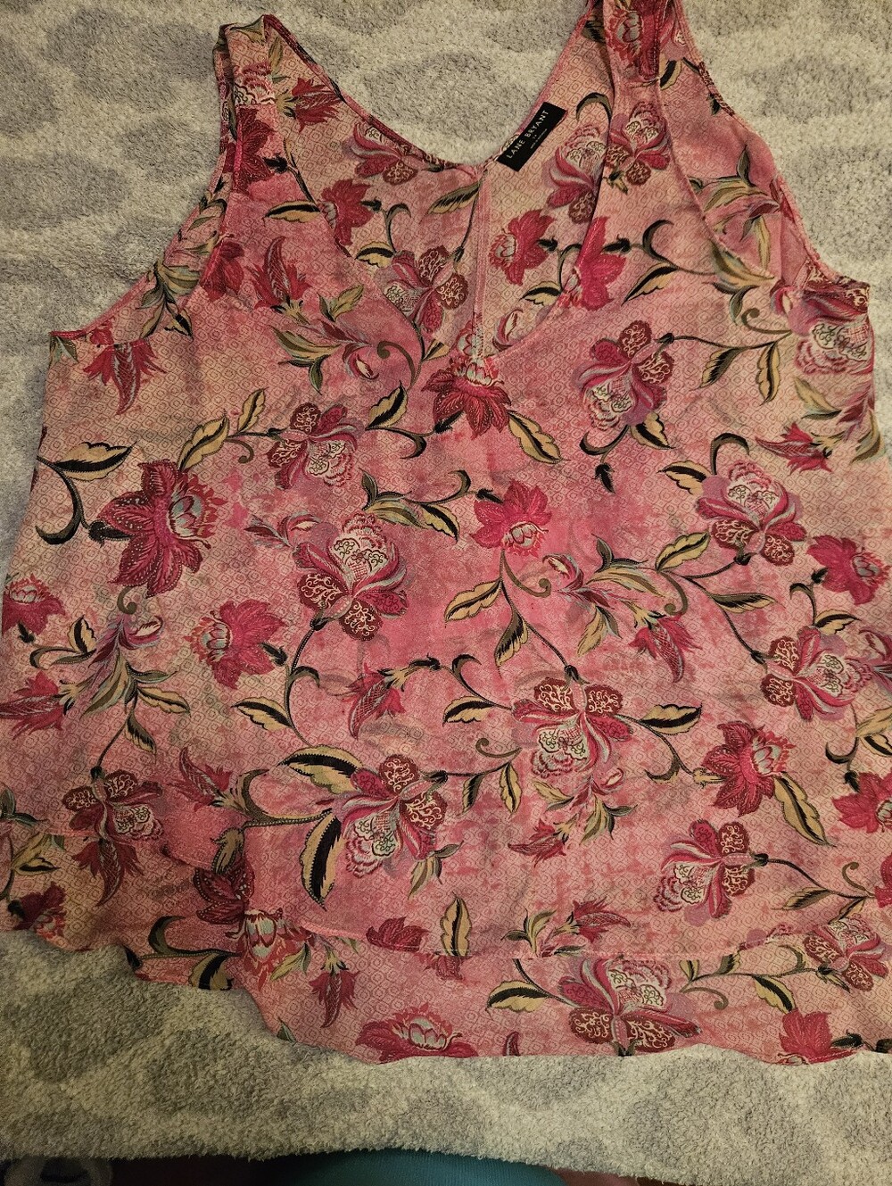 Womens Pink Floral V-Neck Tank Top